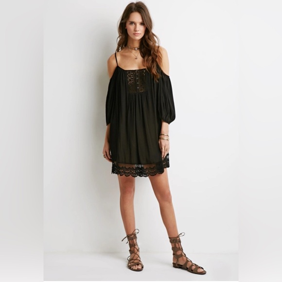 M- Forever 21 off the shoulder dress w/thin straps - Picture 1 of 5